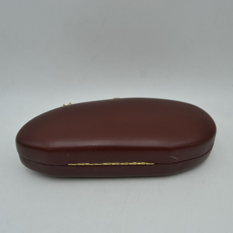 Oval Hardcase Clutch Bag with Two-Tone Metal Clasp - Clutch Bags