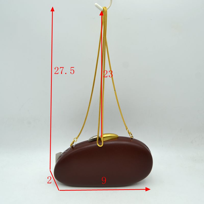 Oval Hardcase Clutch Bag with Two-Tone Metal Clasp - Clutch Bags