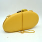 Oval Hardcase Clutch Bag with Two-Tone Metal Clasp - Yellow - Clutch Bags