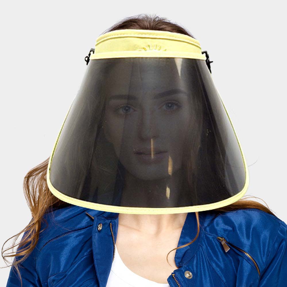 Madeline Love Yellow Solid Color Trim Stylish Face Shield / Visor Sun Hat - Hats