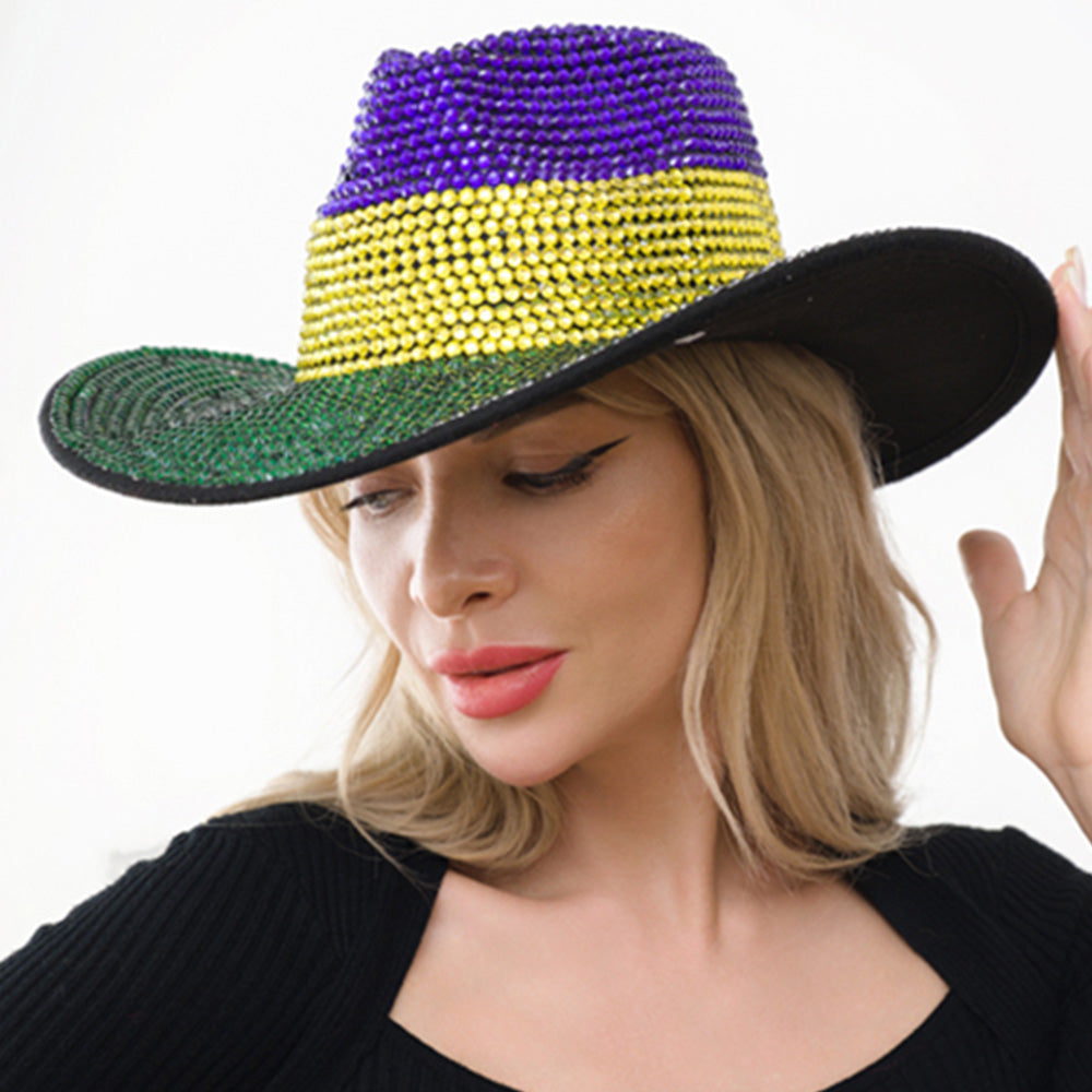 Multi Bling Studded Mardi Gras Western Cowboy Hat