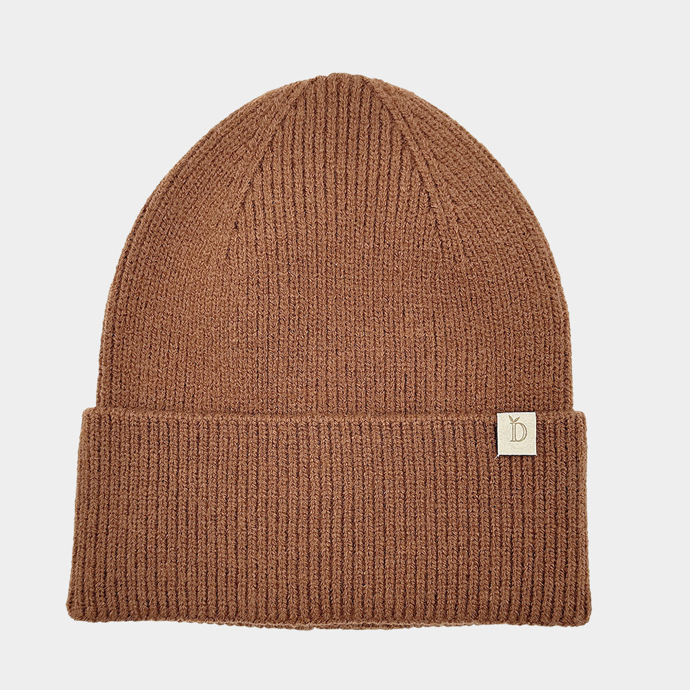 Madeline Love Brown Solid Knit Winter Beanie Hat - Hats