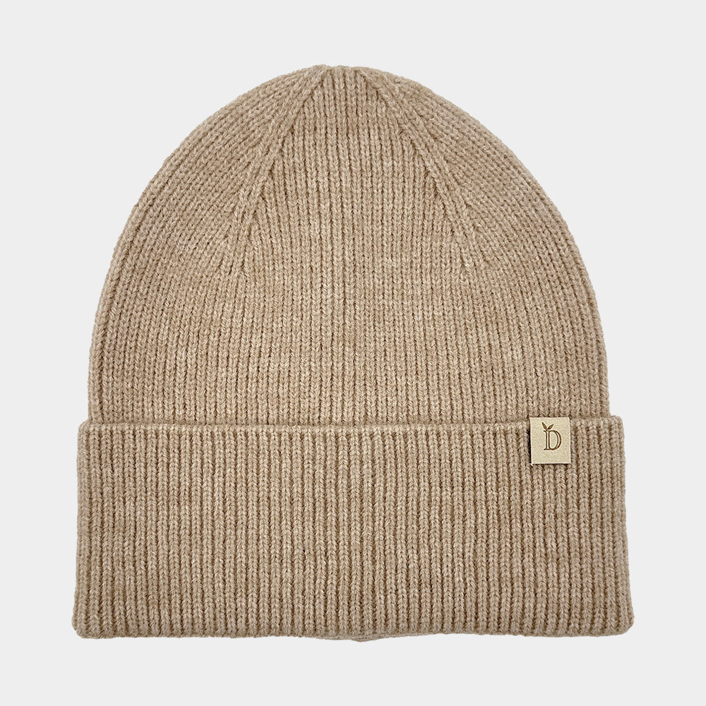 Madeline Love Camel Solid Knit Winter Beanie Hat - Hats