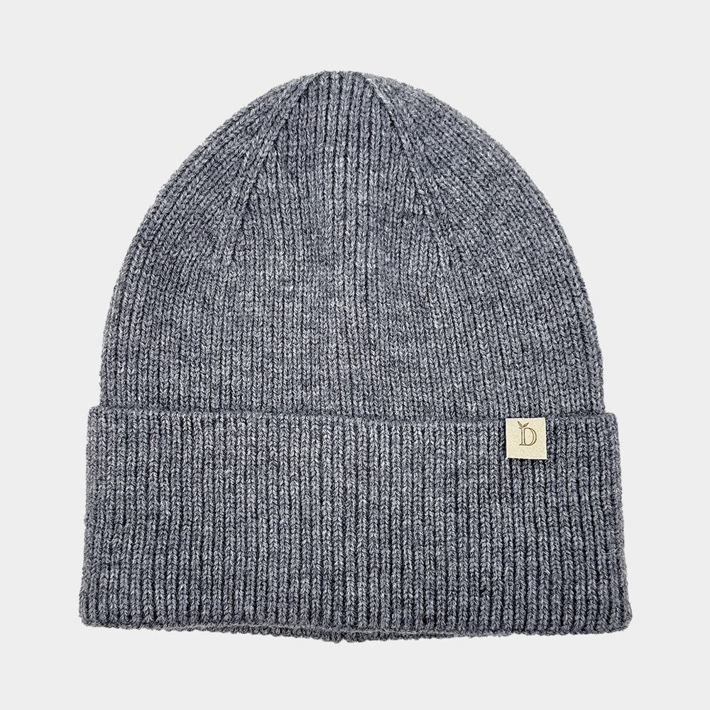 Madeline Love Gray Solid Knit Winter Beanie Hat - Hats