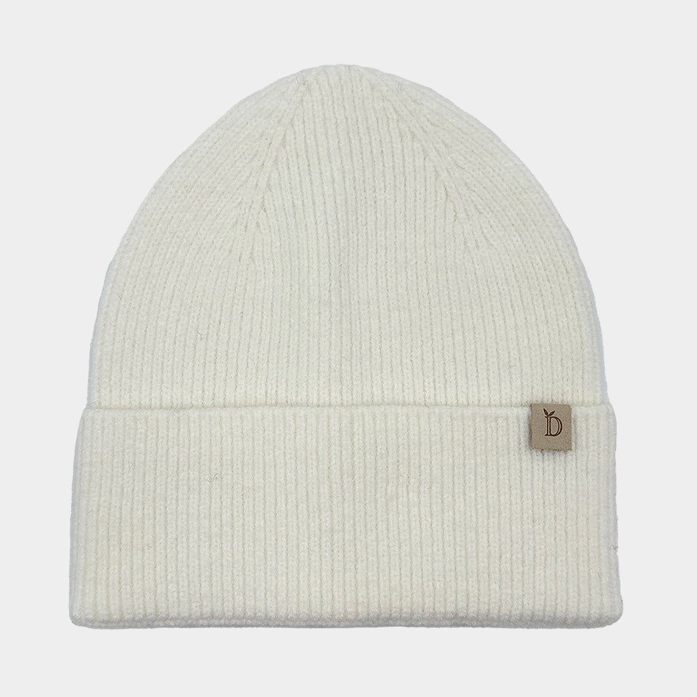 Madeline Love White Solid Knit Winter Beanie Hat - Hats