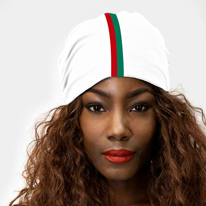 White Solid Satin Lined Beanie Hat