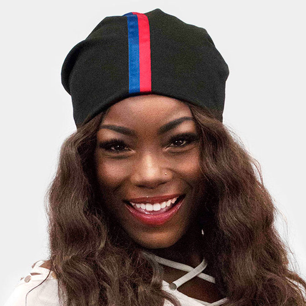 Black Solid Satin Lined Beanie Hat