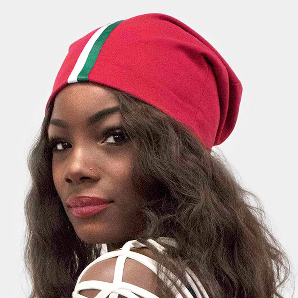 Red Solid Satin Lined Beanie Hat