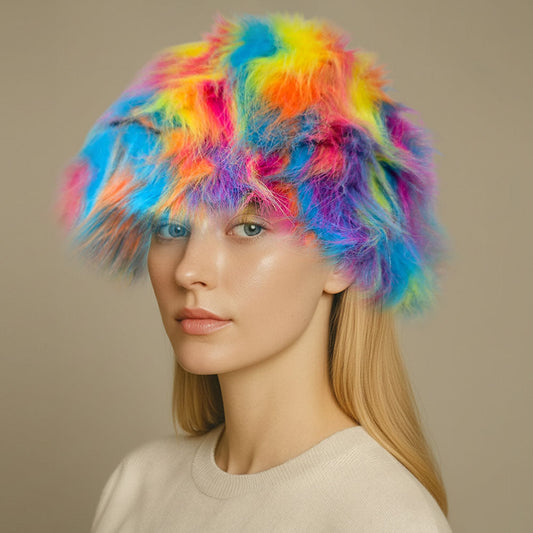 Madeline Love Multi Faux Fur Soft Plush Winter Bucket Hat - Hats