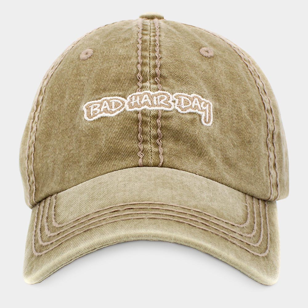 Madeline Love Khaki BAD HAIR DAY Vintage Baseball Cap - Hats