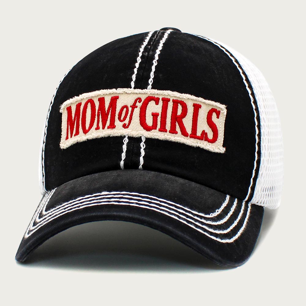Madeline Love Black MOM OF GIRLS Message Mesh Back Baseball Cap - Hats