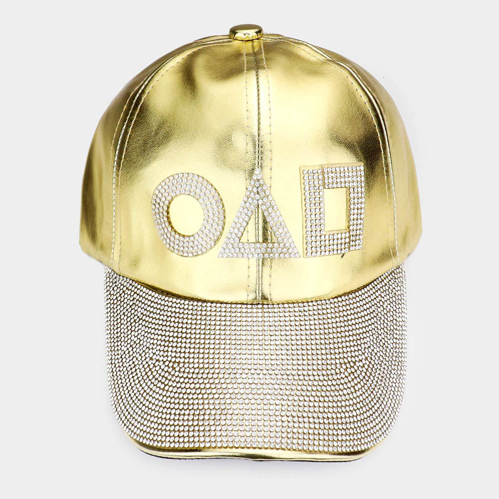 Madeline Love Gold Squid Game Bling Circle Triangle Square Accented Baseball Cap - Hats