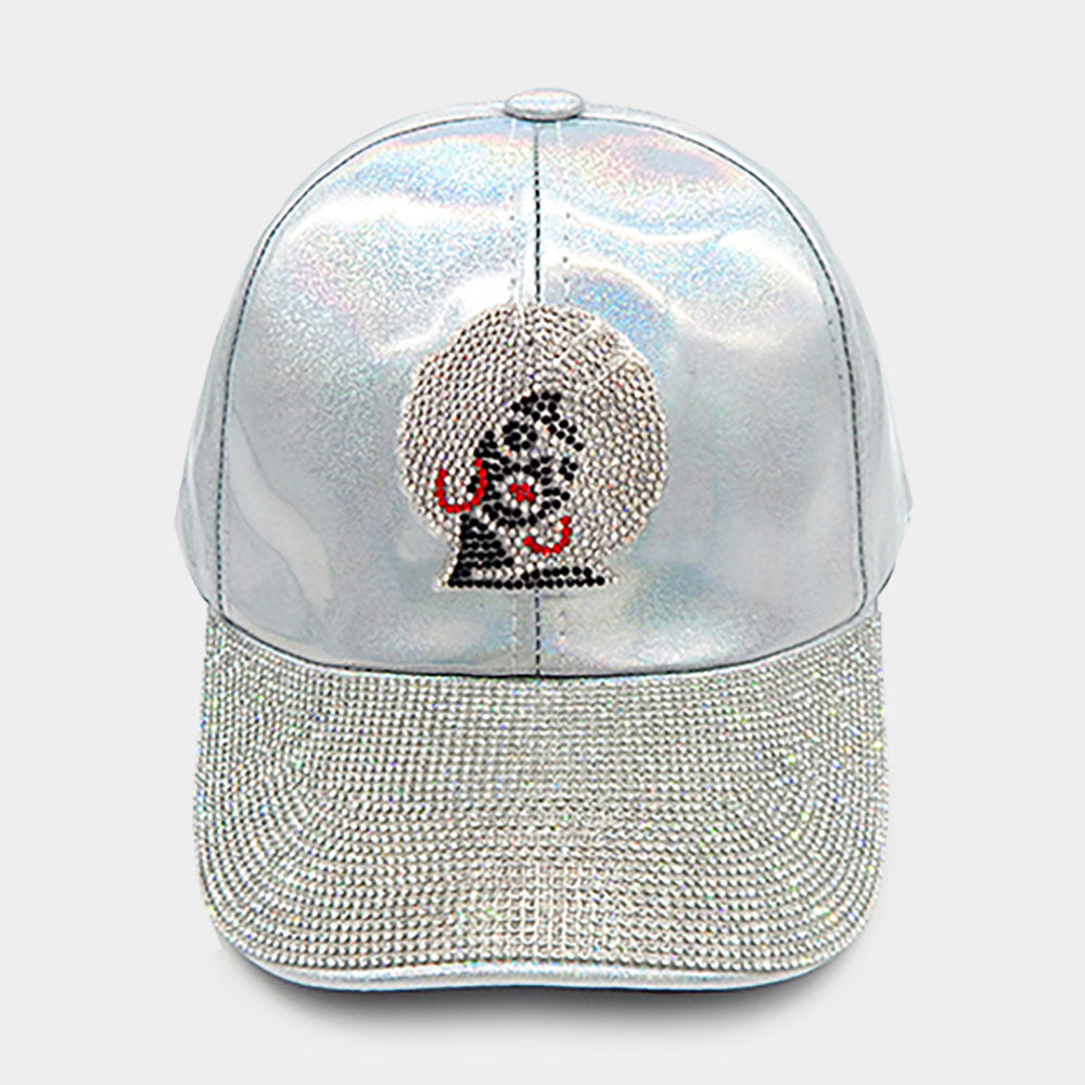 Madeline Love Silver Bling Afro Girl Accented Baseball Cap - Hats