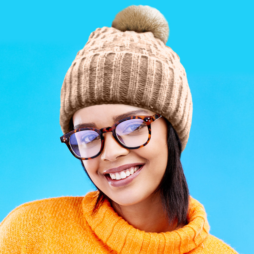 Brown Fleece Lining Solid Knit Faux Fur Pom Pom Beanie Hat