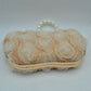 Rosalie 3D Rosette Evening Clutch with Pearl Handle - Evening Bags