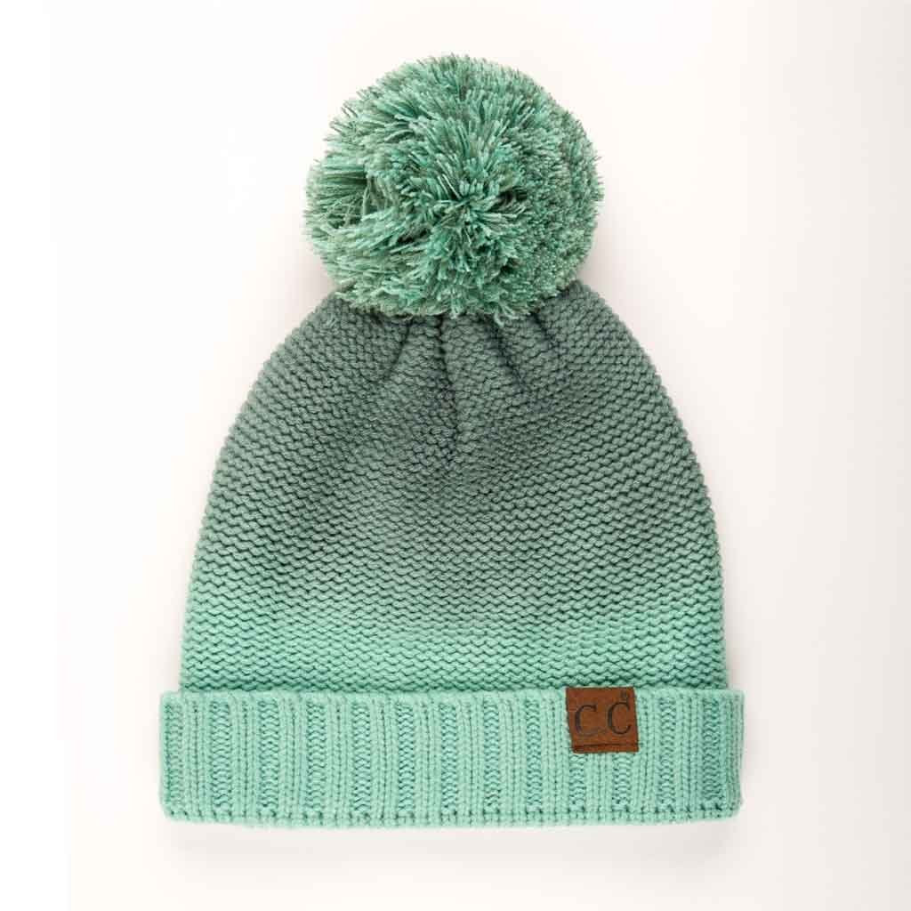C.C Ombre Pom Beanie Hat With Fuzzy Lining
