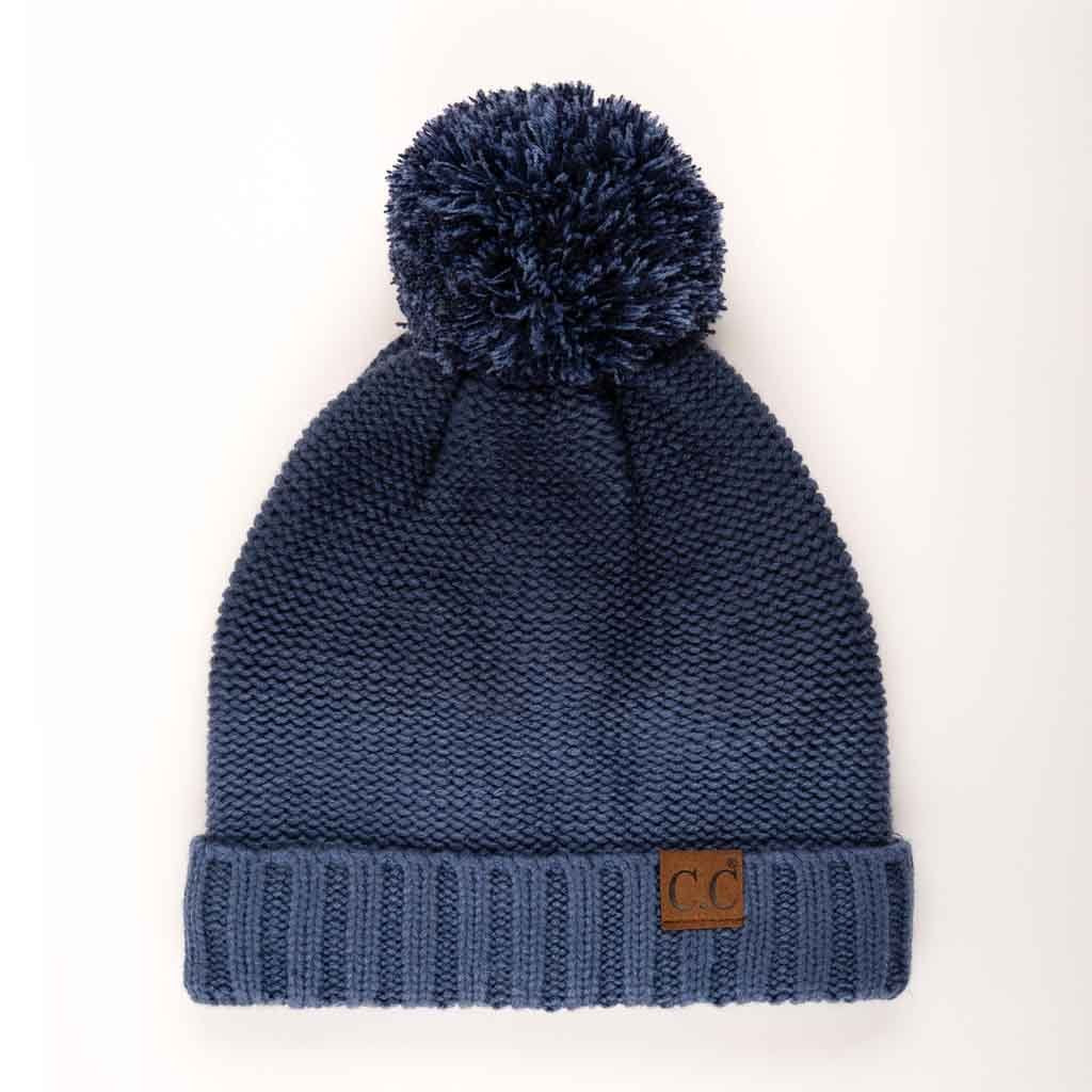C.C Ombre Pom Beanie Hat With Fuzzy Lining