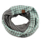 C.C Knitted Infinity Scarf Half Houndstooth / Half Solid