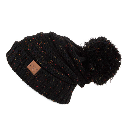 C.C Oversized Cable Knit Confetti Hat With 15 Cm Pom