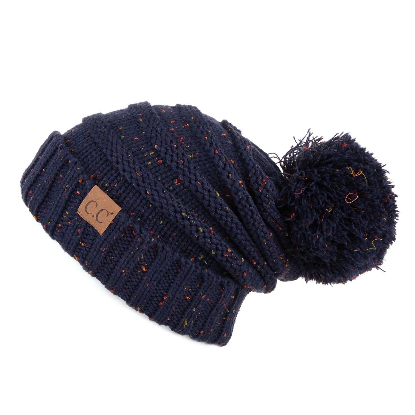 C.C Oversized Cable Knit Confetti Hat With 15 Cm Pom