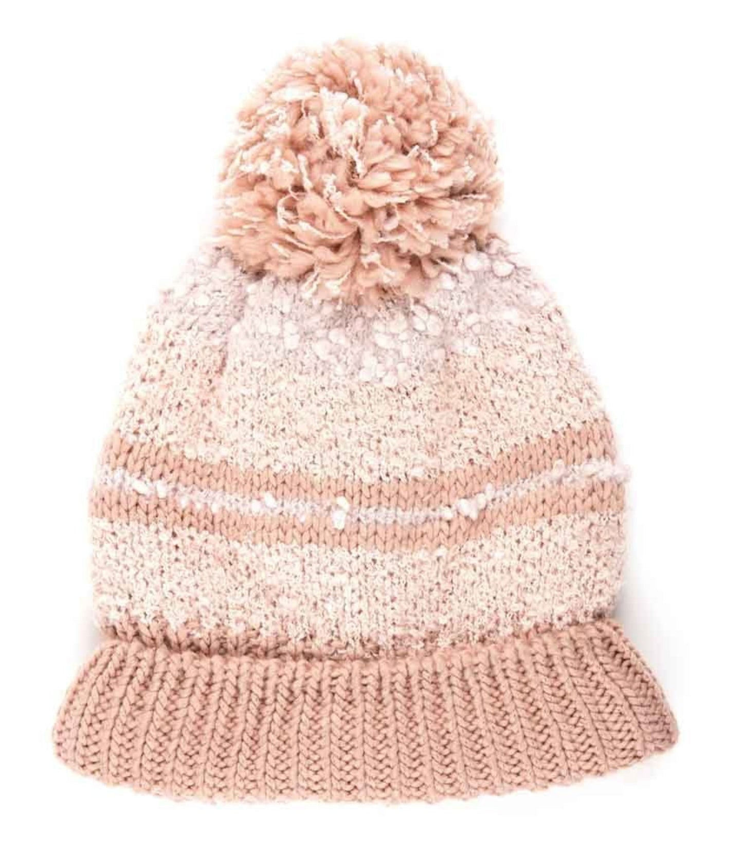 C.C Striped Beanie Hat With Pom And Fuzzy Lining