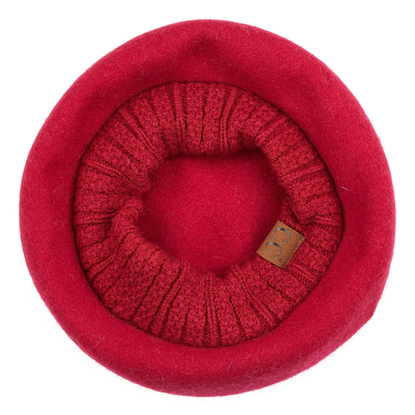 C.C Wool Beret Hat With Cabled Cuff