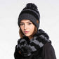 C.C Striped Beanie Hat With Pom And Fuzzy Lining