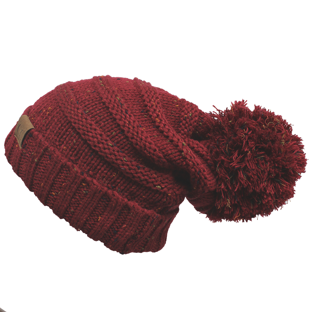 C.C Oversized Cable Knit Confetti Hat With 15 Cm Pom