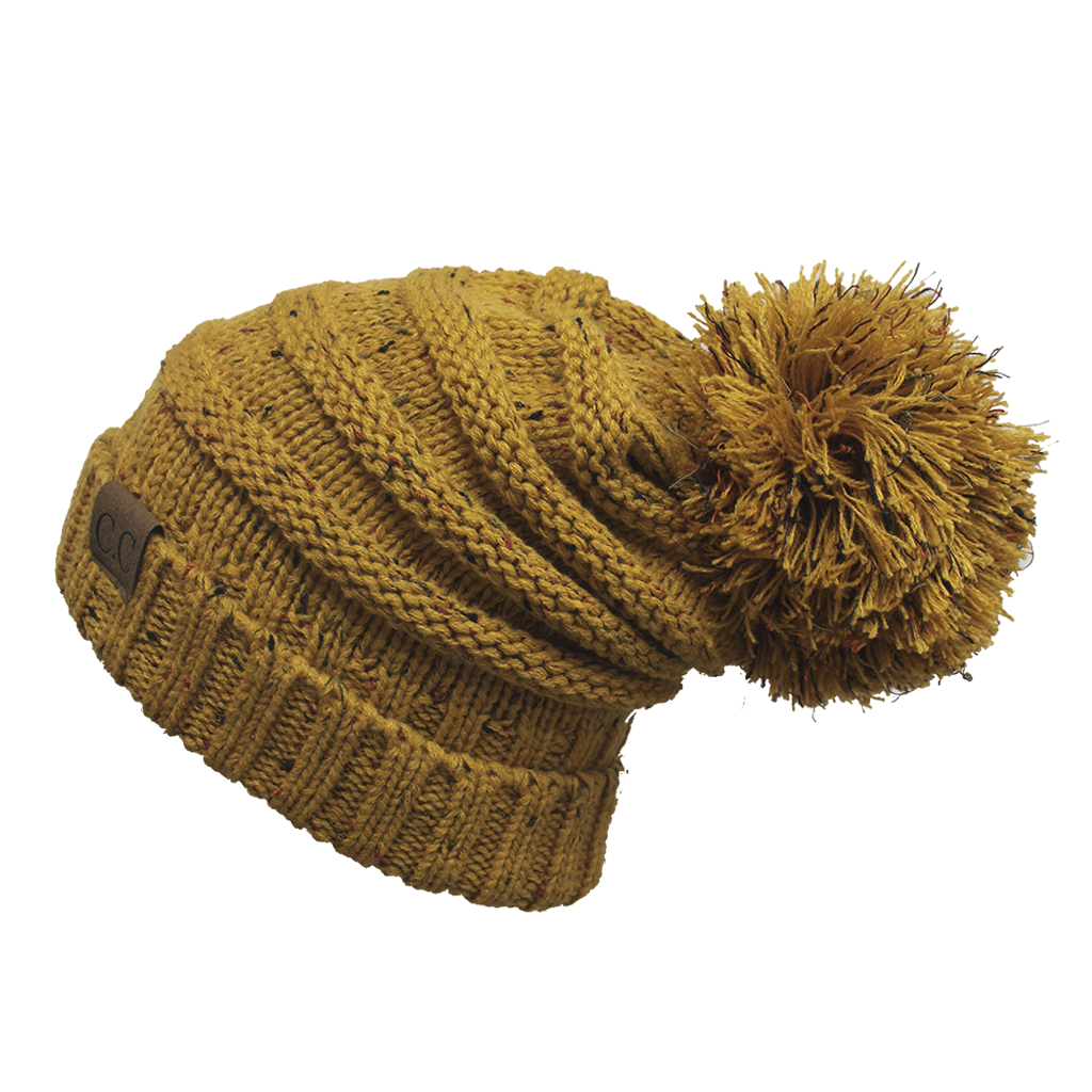 C.C Oversized Cable Knit Confetti Hat With 15 Cm Pom