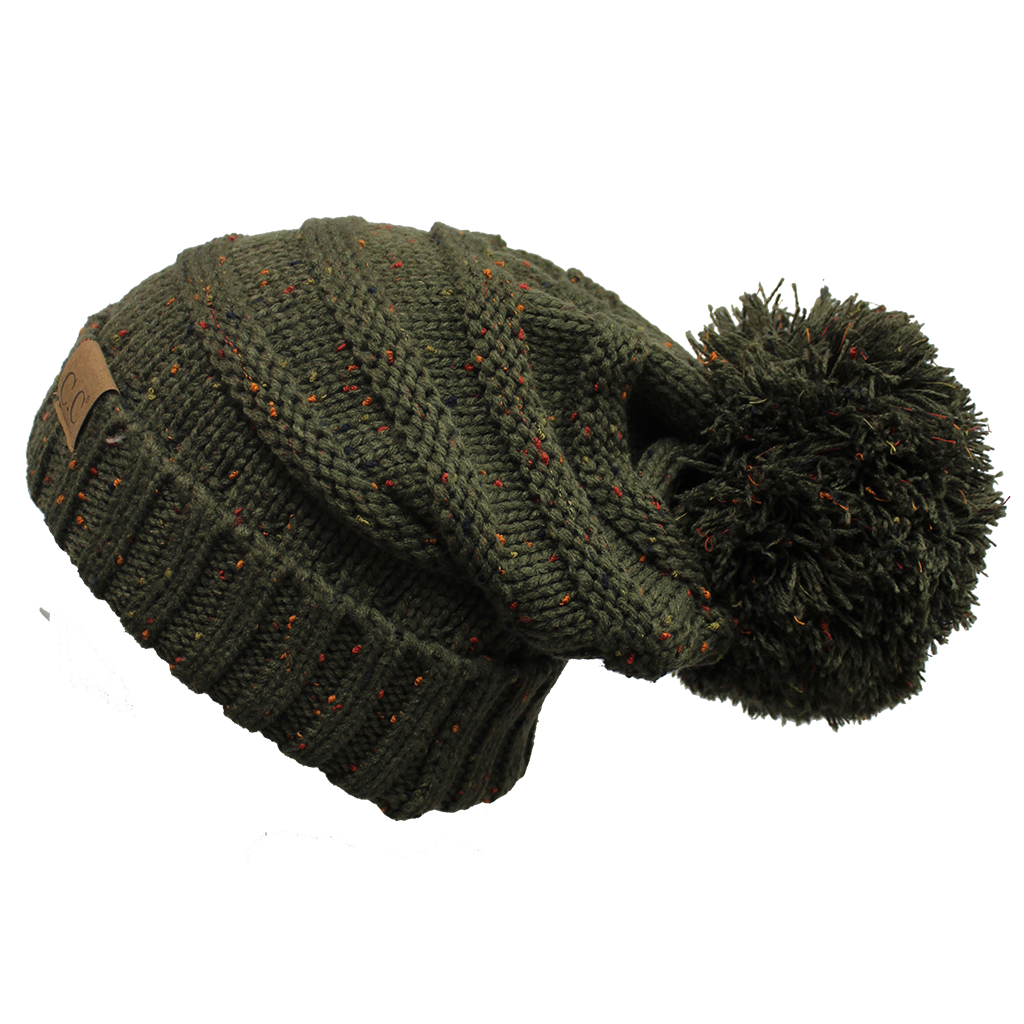 C.C Oversized Cable Knit Confetti Hat With 15 Cm Pom