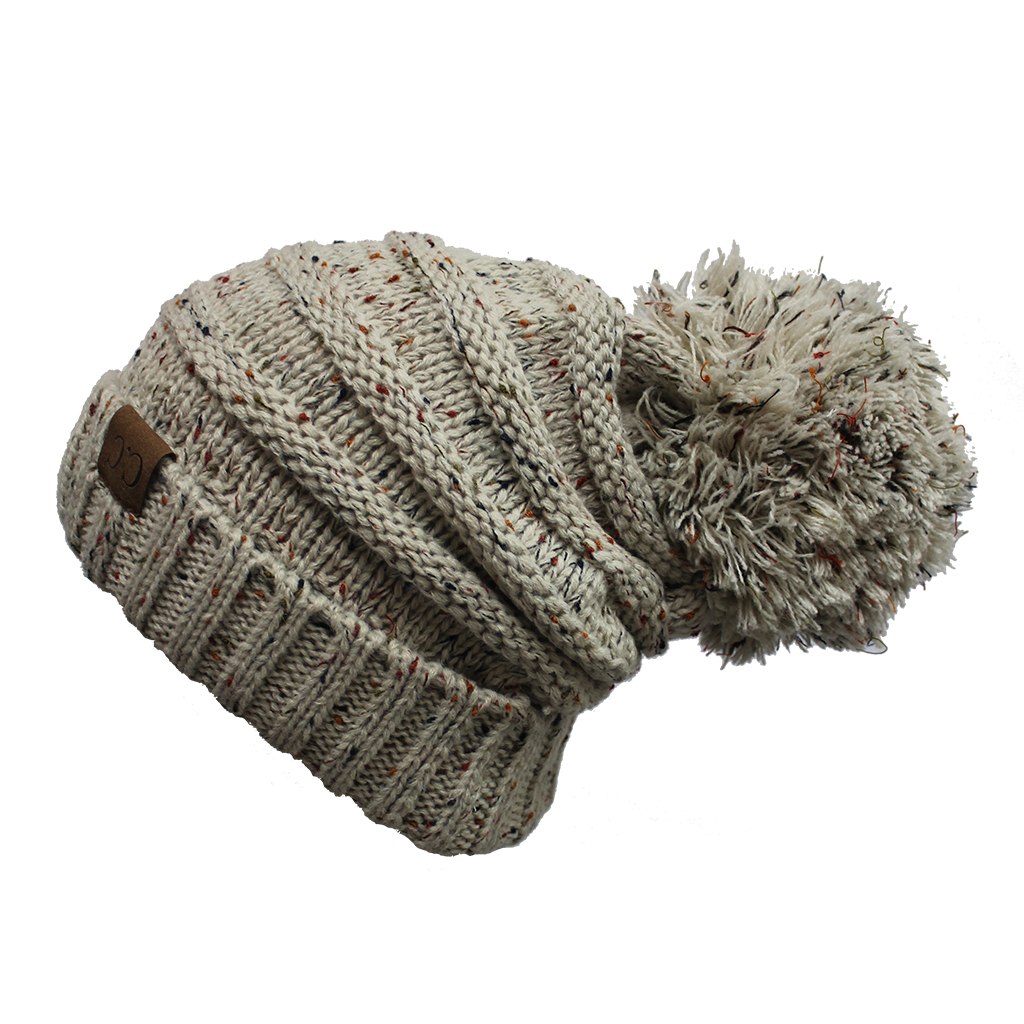C.C Oversized Cable Knit Confetti Hat With 15 Cm Pom
