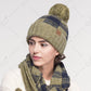 C.C Buffalo Check Pattern Beanie Hat With Fuzzy Lining