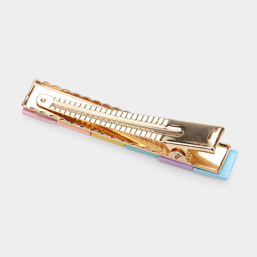 Madeline Love Gold, Neutral Color Block Resin Square Alligator Snap Hair Clip - Hair Accessories - desc