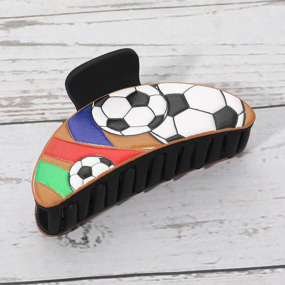 Madeline Love Black, Multi Soccer Theme Hair Claw Clip - Sports & Events