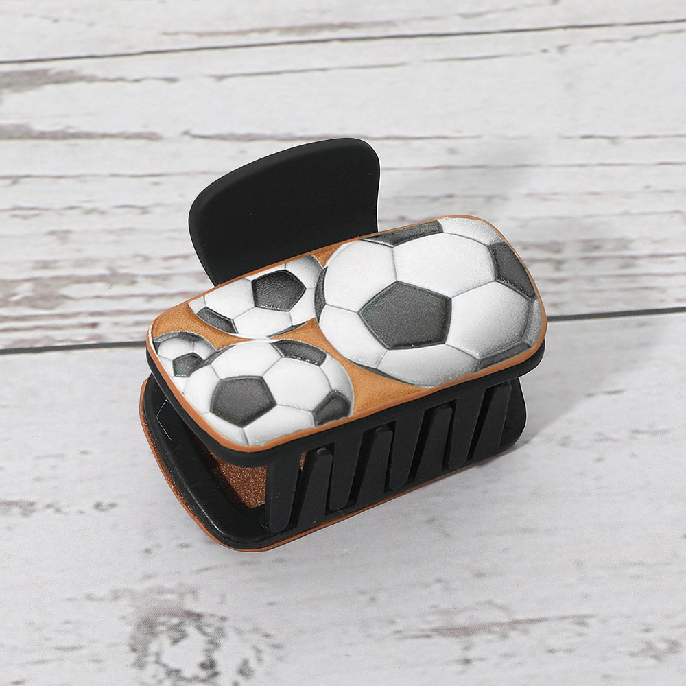 Madeline Love Black, Multi Soccer Ball Mini Hair Claw Clip - Sports & Events