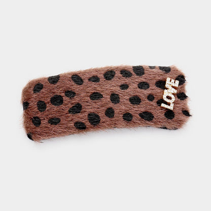 Leopard Faux Fur Love Barrette