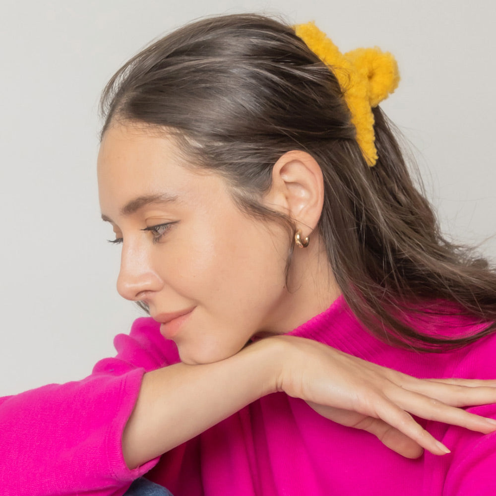 Madeline Love Yellow Solid Sherpa Hair Claw Clip - Hair Accessories