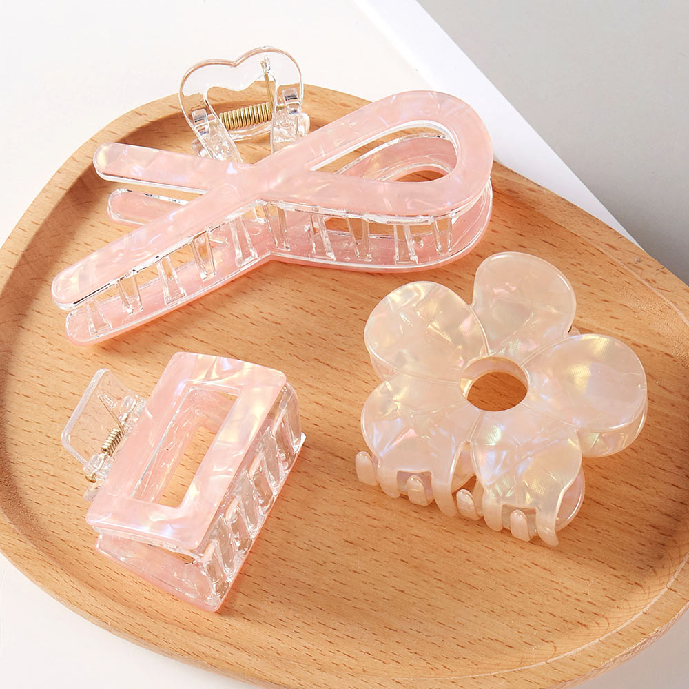 Madeline Love Pink 3PCS - Flower Bow Hair Claw Clip Set - Hair Accessories