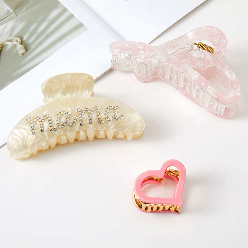Madeline Love Assorted 3PCS - MAMA Heart Hair Claw Clip Set - Hair Accessories