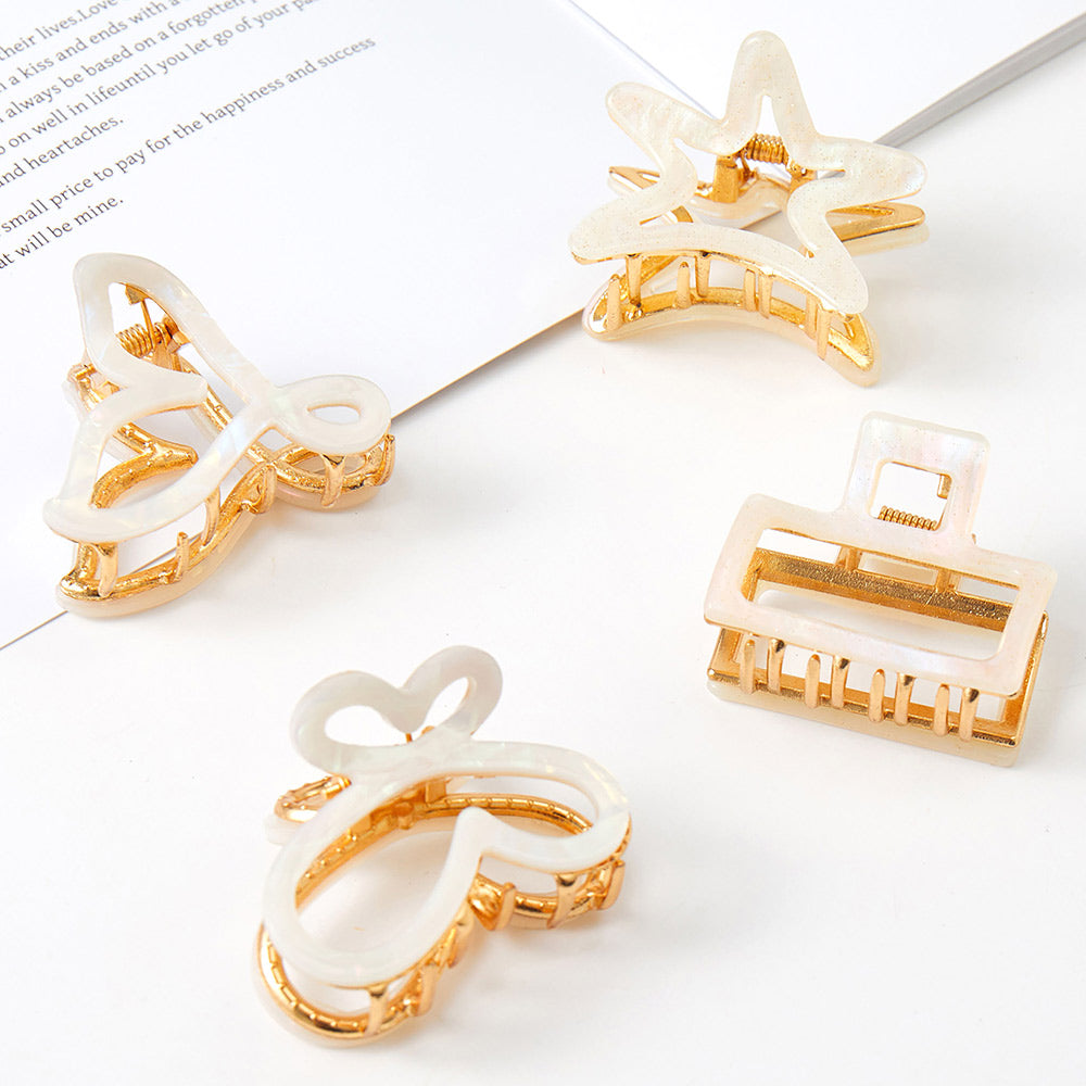 Madeline Love White 4PCS - Starfish Butterfly Shape Mini Hair Claw Clip Set - Hair Accessories