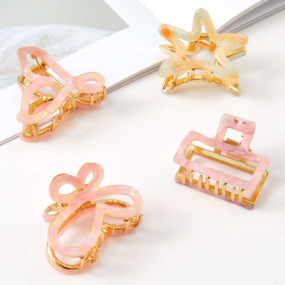 Madeline Love Pink 4PCS - Starfish Butterfly Shape Mini Hair Claw Clip Set - Hair Accessories