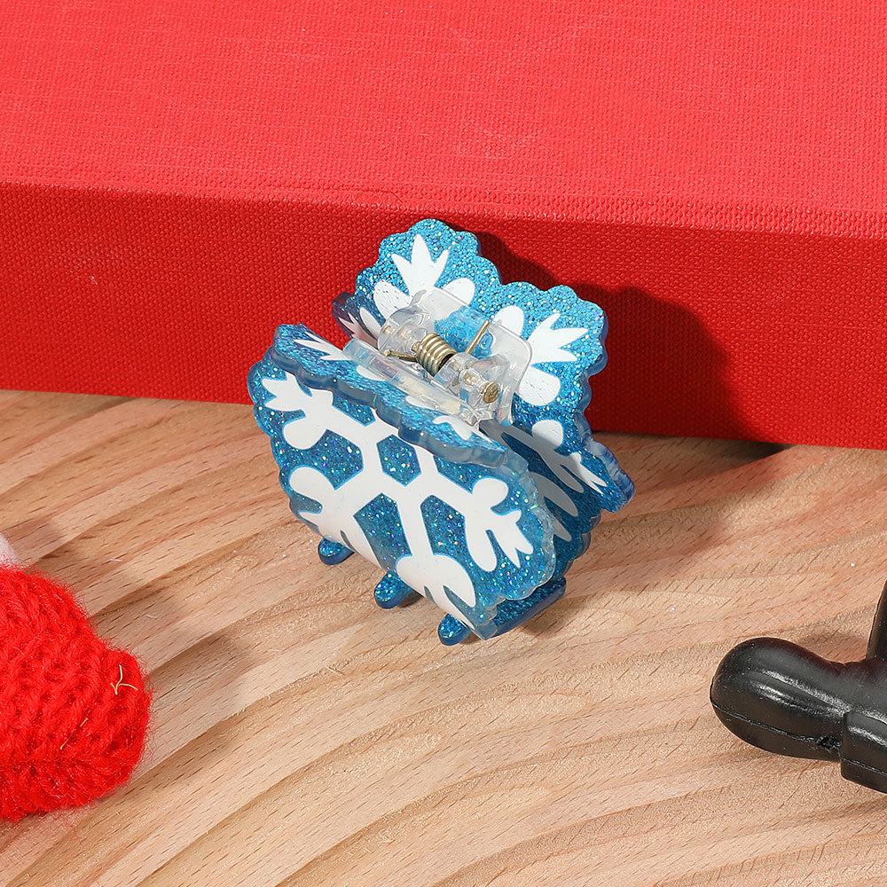 Blue White Snowflake Hair Claw Clip