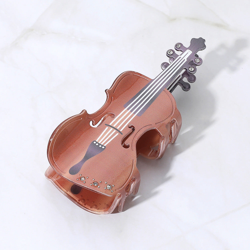 Madeline Love Brown Violin Hair Claw Clip - Hair Accessories