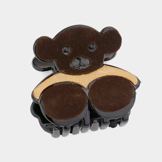 Madeline Love Black, Dark Brown Felt bear Hair Claw Clip - Hair Accessories