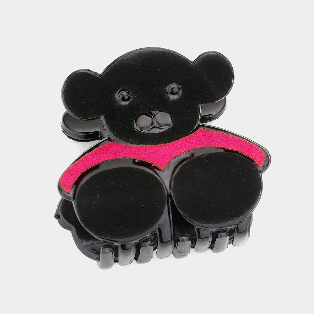 Madeline Love Black, Fuchsia Felt bear Hair Claw Clip - Hair Accessories