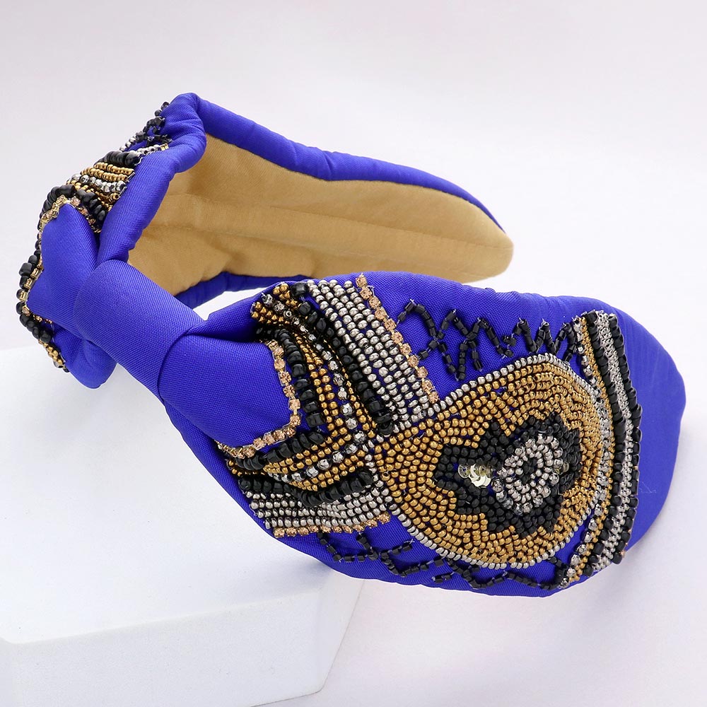 Madeline Love Blue Seed Beaded Headband - Hair Accessories