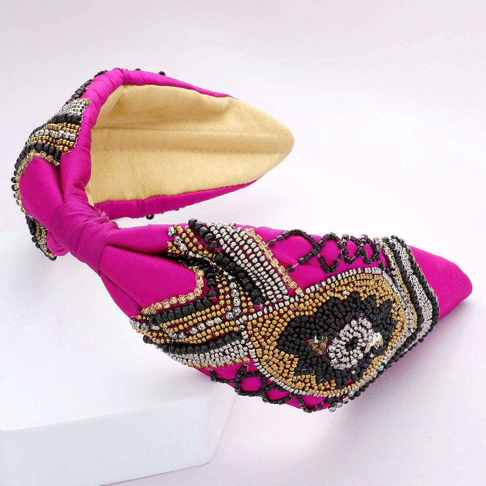 Madeline Love Fuchsia Seed Beaded Headband - Hair Accessories