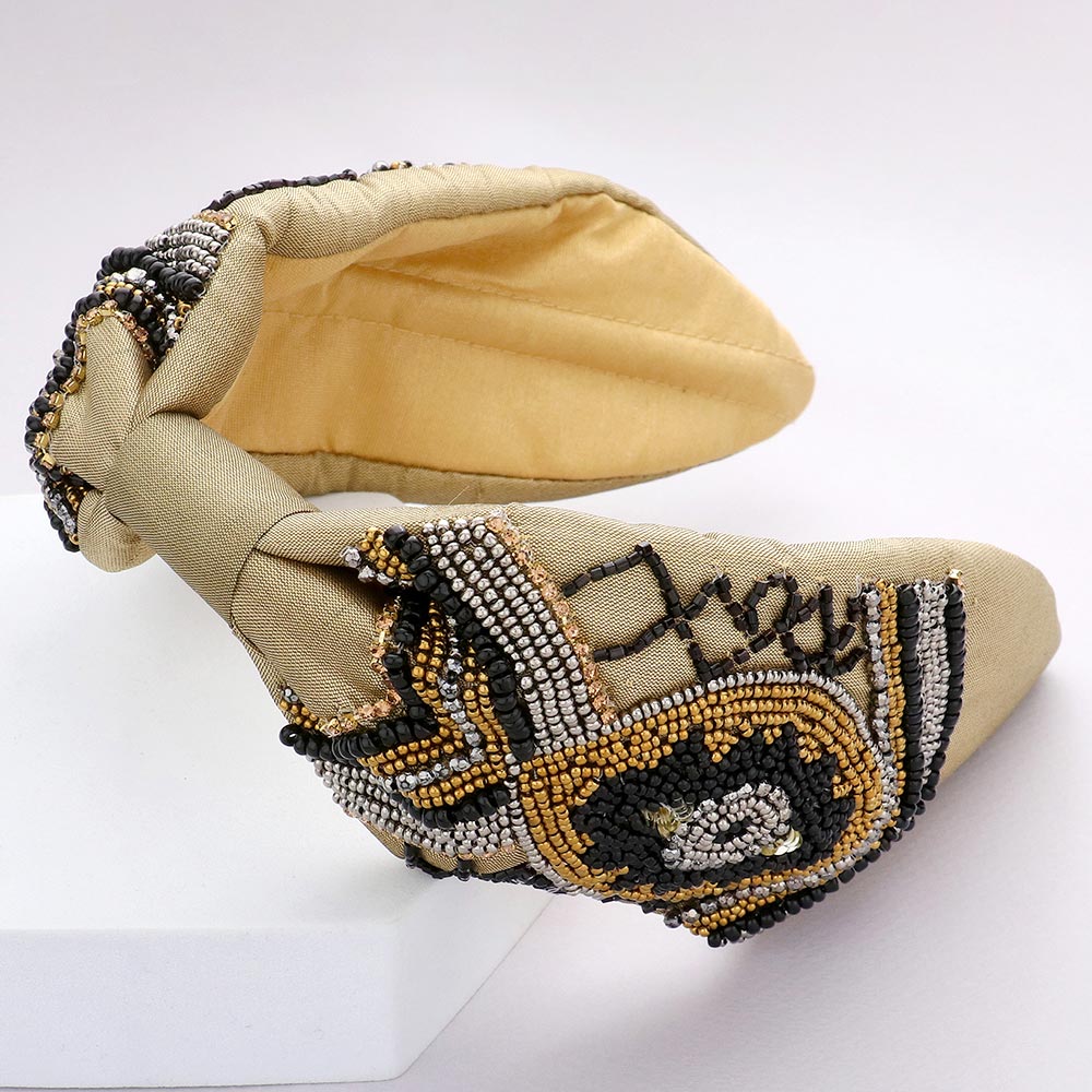 Madeline Love Gold Seed Beaded Headband - Hair Accessories