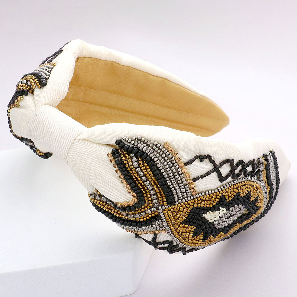 Madeline Love White Seed Beaded Headband - Hair Accessories