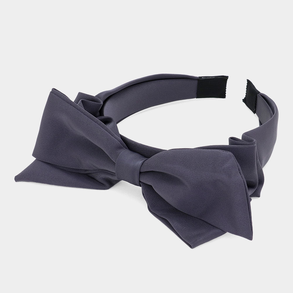 Madeline Love Gray Fabric Bow Headband - Hair Accessories